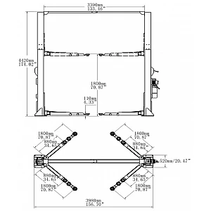 Two-post lift for minibuses, 5 t, BD-5000VM