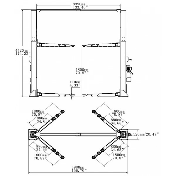 Two-post lift for minibuses, 5 t, BD-5000VM