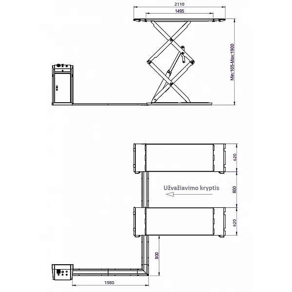 Dubultais šķērveida pacēlājs BD-S4DE, 3500 kg