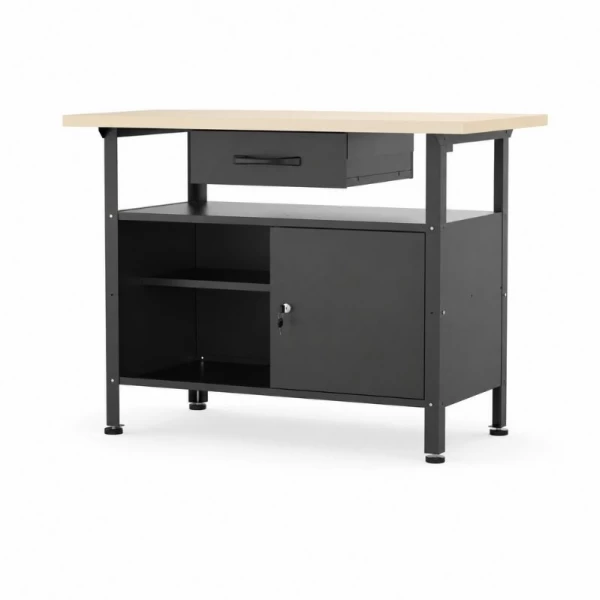 Profesionāls darbagalds ar 2 skapjiem un 30 mm koka virsmu, 1200 x 600 x 850 mm
