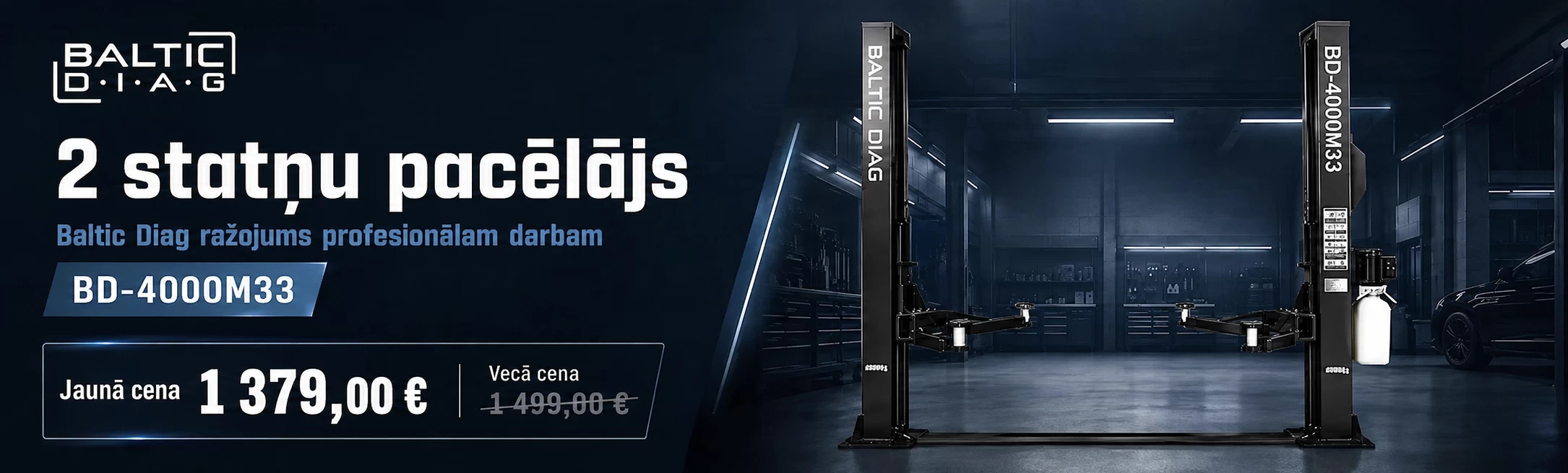 Baltic Diag BD-4000M33 2 statņu autoservisa pacēlājs, 4000 kg