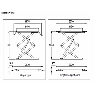 Floor-mounted double scissor lift, 3000 kg