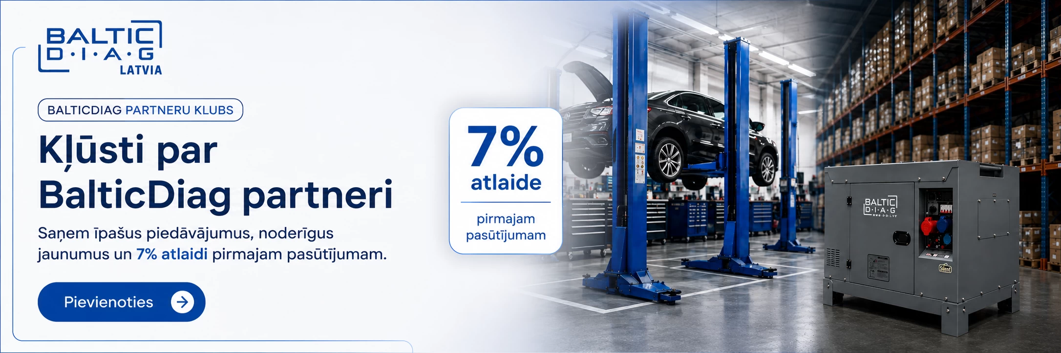 BalticDiag Partneru klubs - 7% atlaide pirmajam pasūtījumam