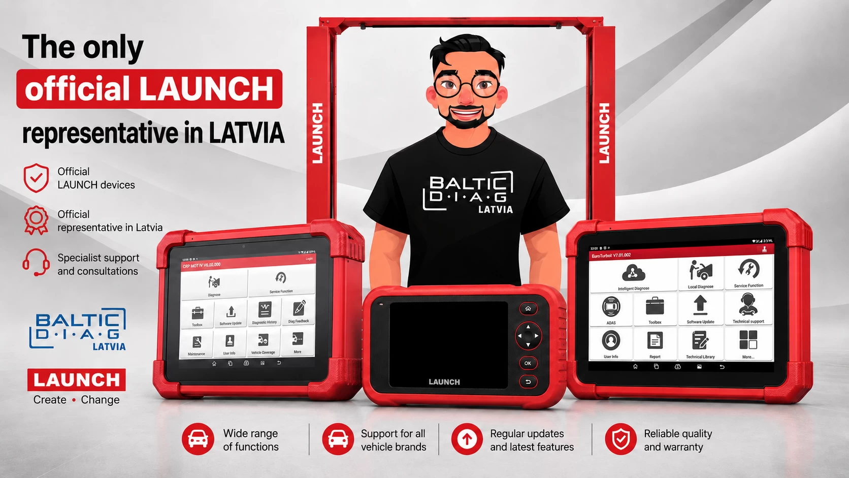 LAUNCH diagnostic equipment for automotive workshops in Latvia